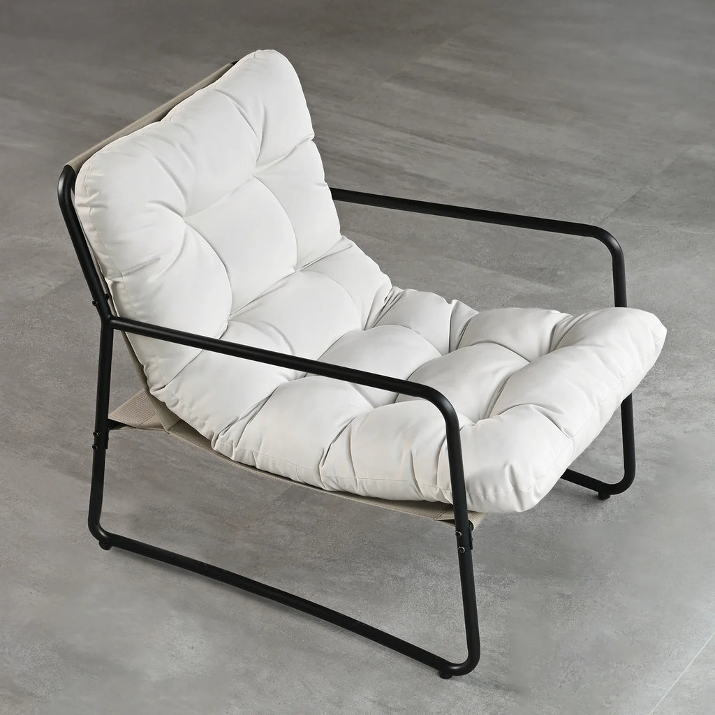 Modern Metal Patio Accent Chair - All-Weather Outdoor Lounge Seat