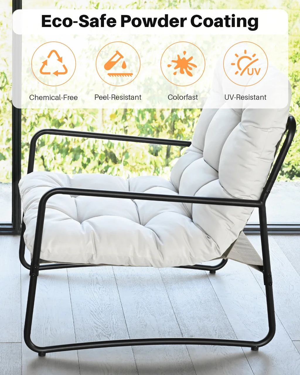 Modern Metal Patio Accent Chair - All-Weather Outdoor Lounge Seat