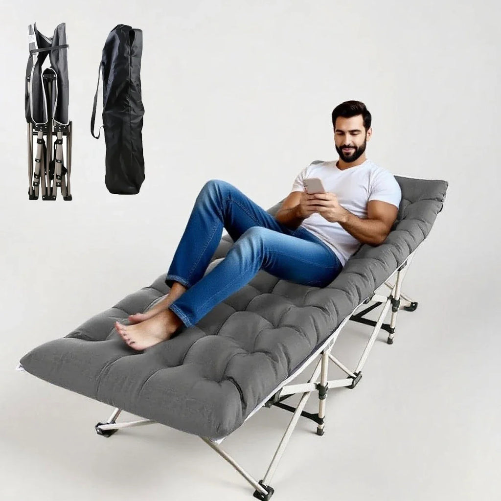 Heavy-Duty Folding Camping Cot with Mattress - Portable Guest Bed