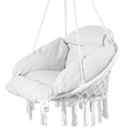 Macramé Hanging Hammock Chair with Cushion - Boho Indoor Outdoor Swing