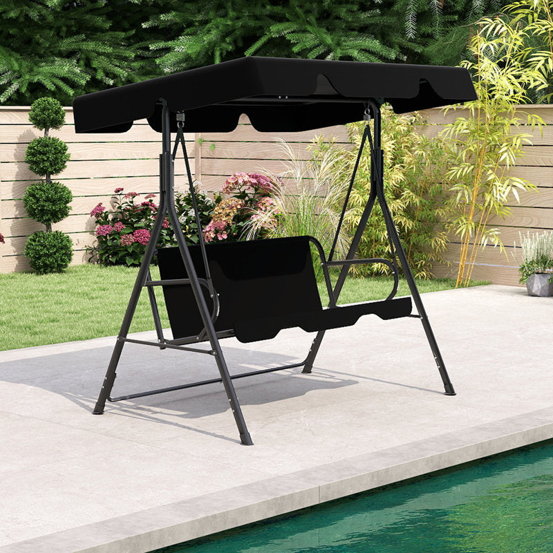 3-Person Outdoor Glider Swing - Steel Frame Patio & Backyard Bench