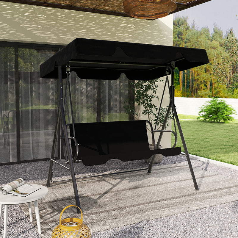 3-Person Outdoor Glider Swing - Steel Frame Patio & Backyard Bench