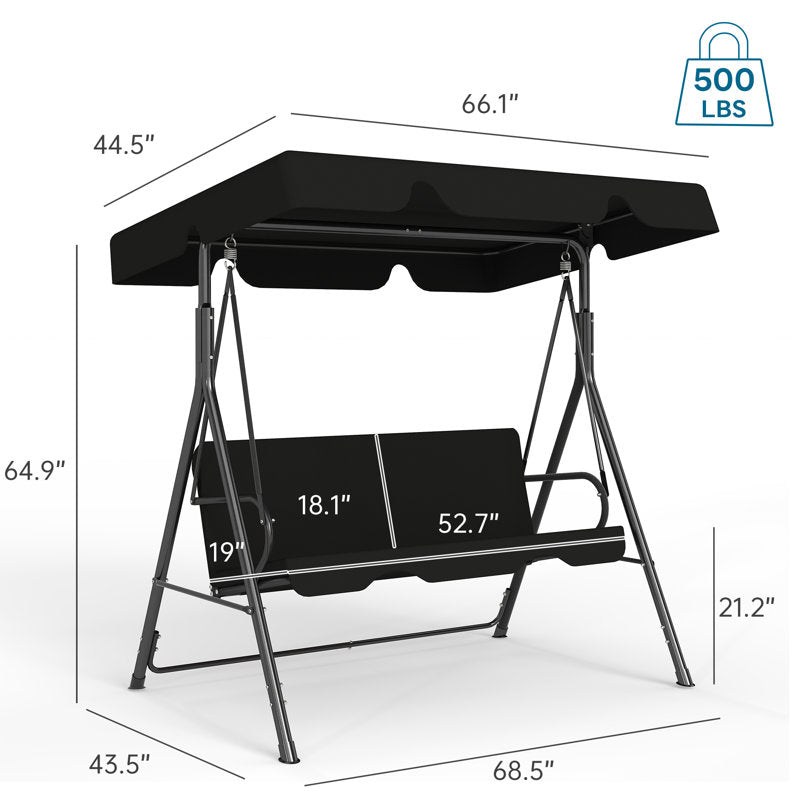 3-Person Outdoor Glider Swing - Steel Frame Patio & Backyard Bench