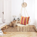 Macrame Porch Swing - Woven Cotton Rope Hanging Chair