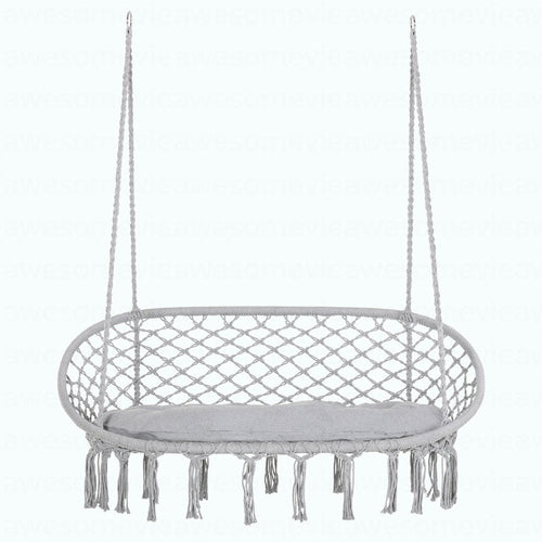 2-Seater Macrame Swing Chair - Boho Cotton Hammock for Patio & Home