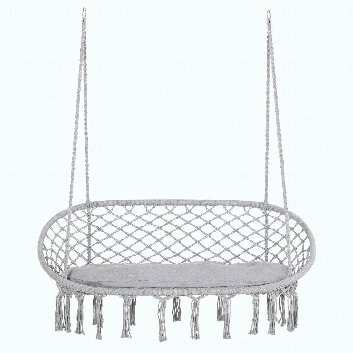 2-Seater Macrame Swing Chair - Boho Cotton Hammock for Patio & Home