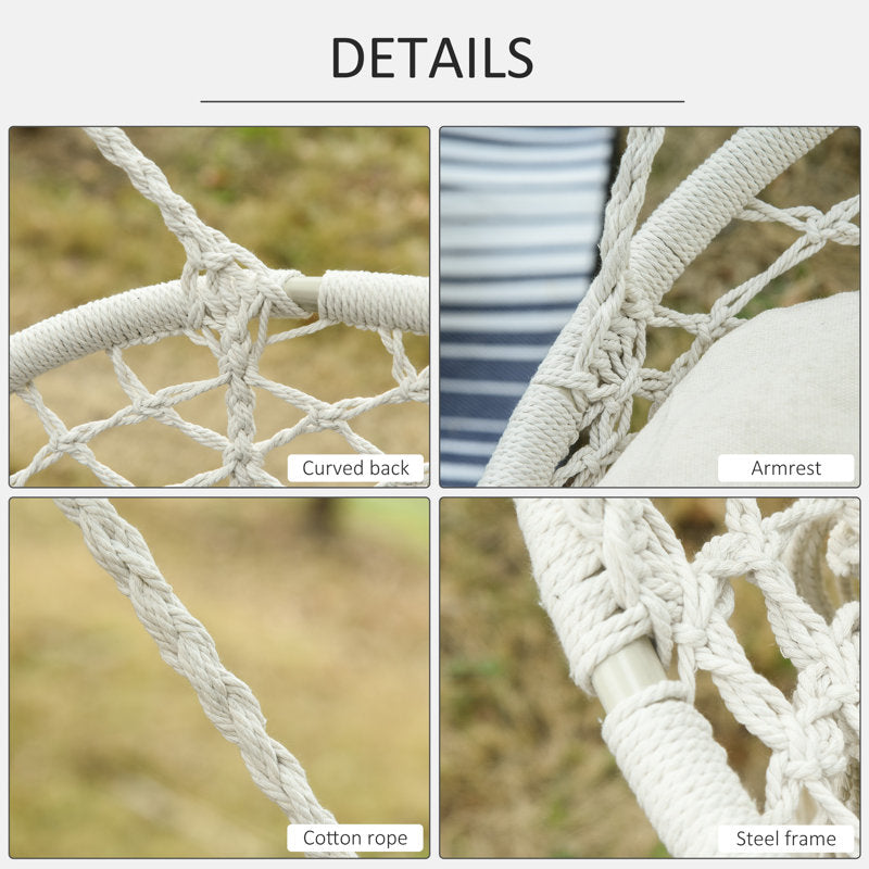 2-Person Macrame Hammock Chair - Cotton Rope Swing for Indoor & Outdoor