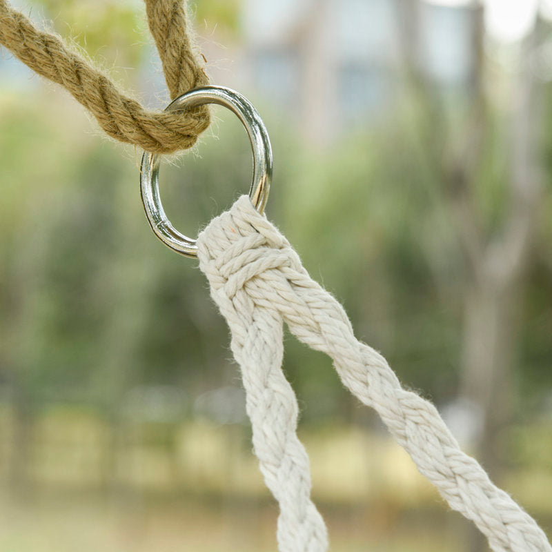 2-Person Macrame Hammock Chair - Cotton Rope Swing for Indoor & Outdoor