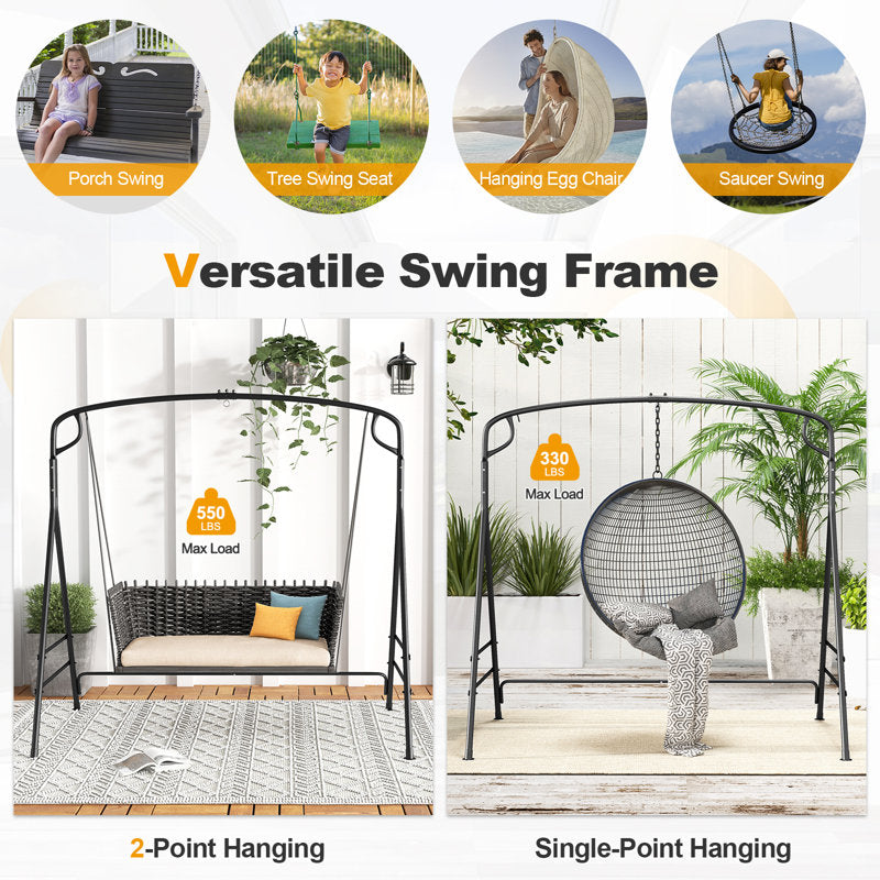 Heavy Duty Metal Swing Stand - A-Frame Outdoor Porch Swing Frame