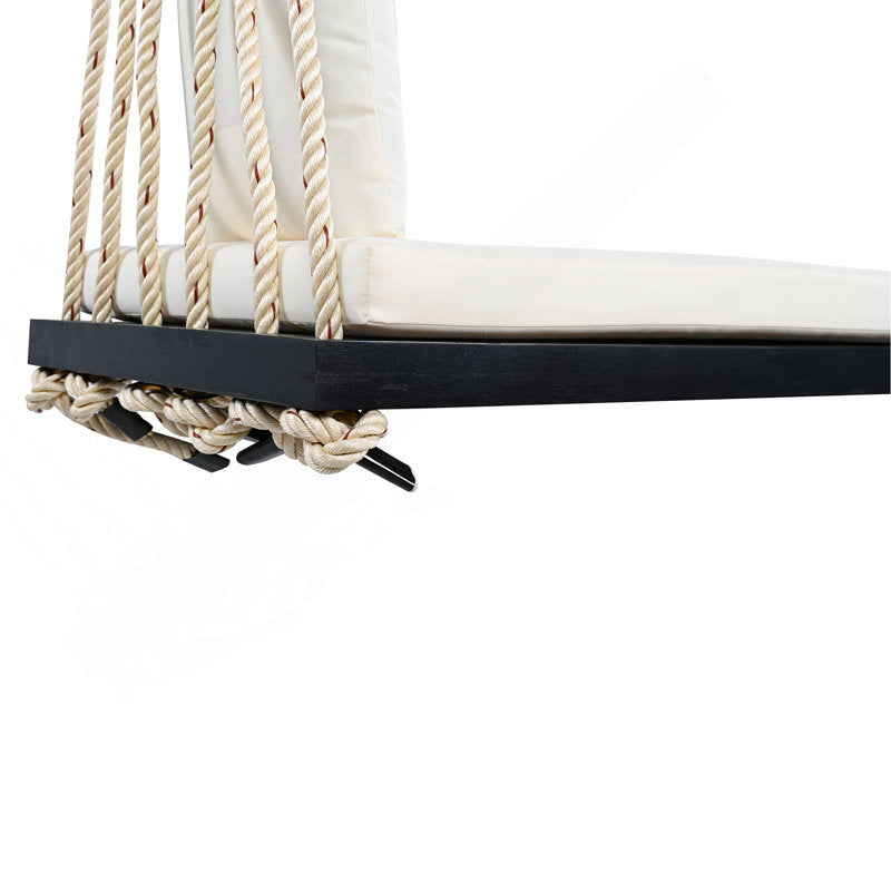 Acacia Wood Porch Swing Bench with Cushions - Outdoor Hanging Chair