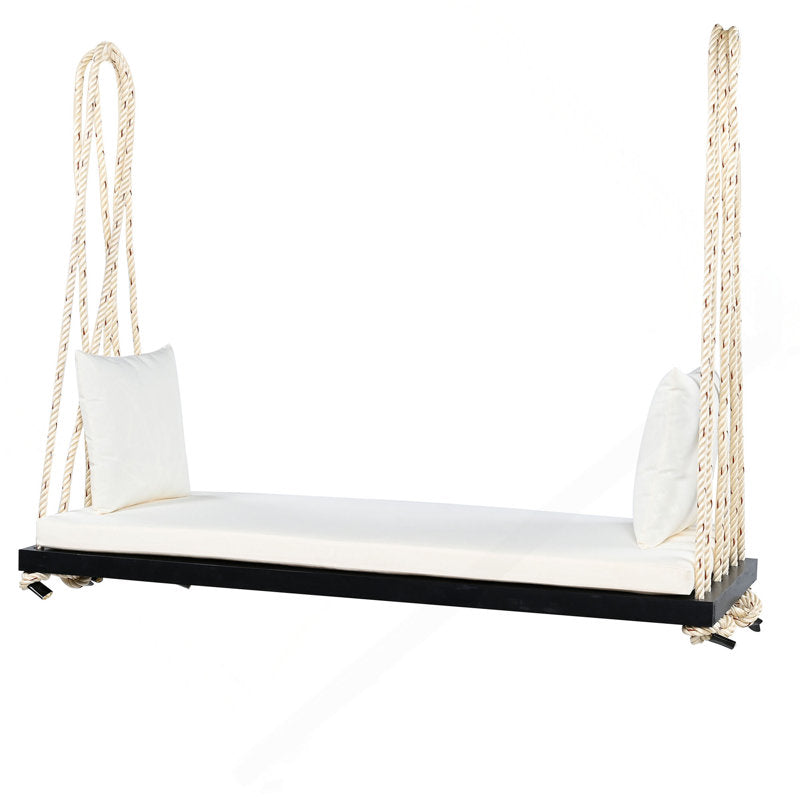 Acacia Wood Porch Swing Bench with Cushions - Outdoor Hanging Chair