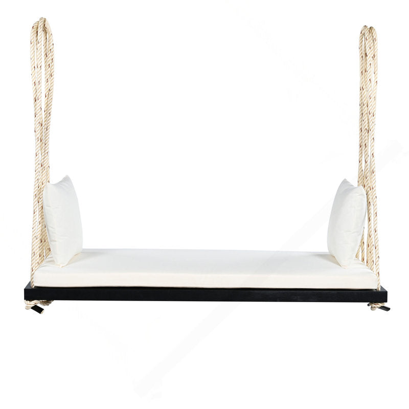 Acacia Wood Porch Swing Bench with Cushions - Outdoor Hanging Chair