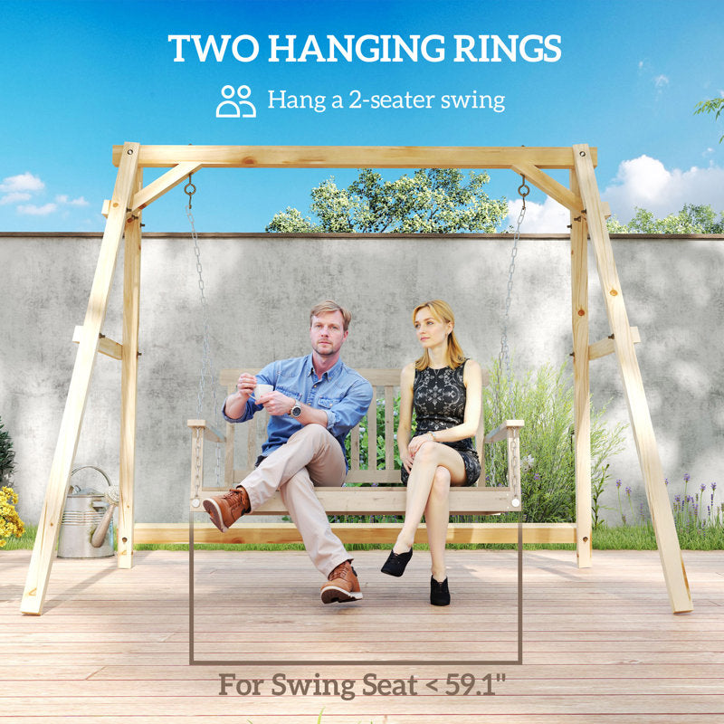 A-Frame Wooden Porch Swing Stand - Heavy Duty Fir Wood Frame