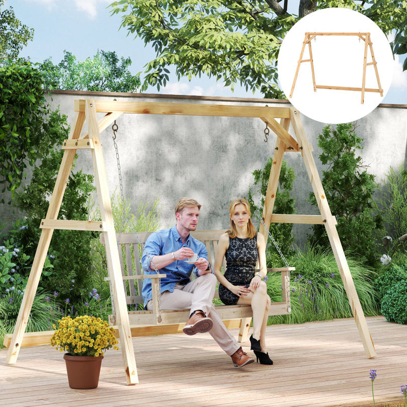 Wooden A-Frame Porch Swing Stand - Heavy Duty Outdoor Frame