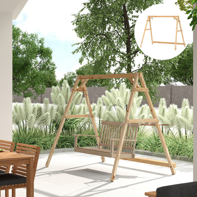 A-Frame Wooden Porch Swing Stand - Heavy Duty Fir Wood Frame