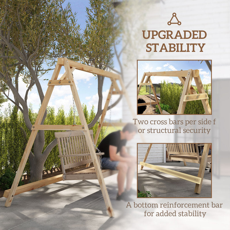 Wooden A-Frame Porch Swing Stand - Heavy Duty Outdoor Frame