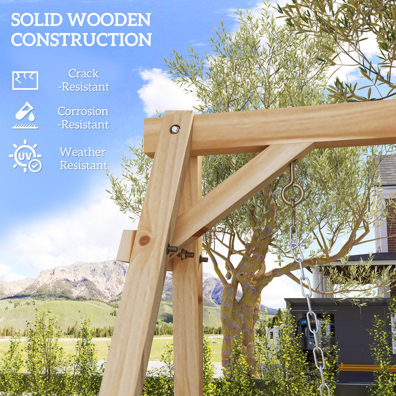 Wooden A-Frame Porch Swing Stand - Heavy Duty Outdoor Frame