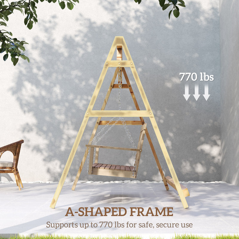 A-Frame Wooden Porch Swing Stand - Heavy Duty Fir Wood Frame