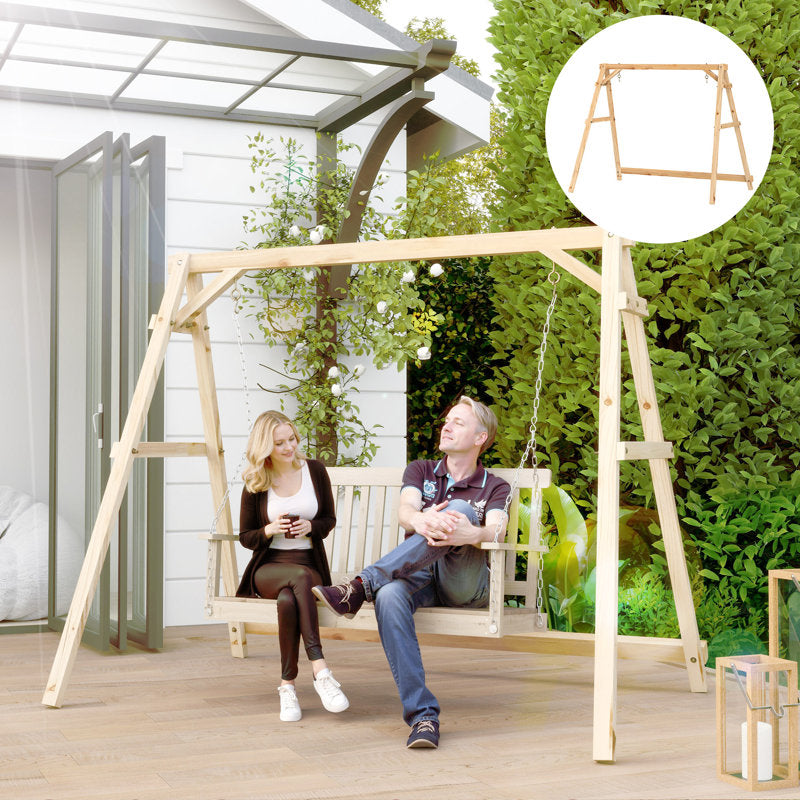 Wooden A-Frame Porch Swing Stand - Heavy Duty Outdoor Frame