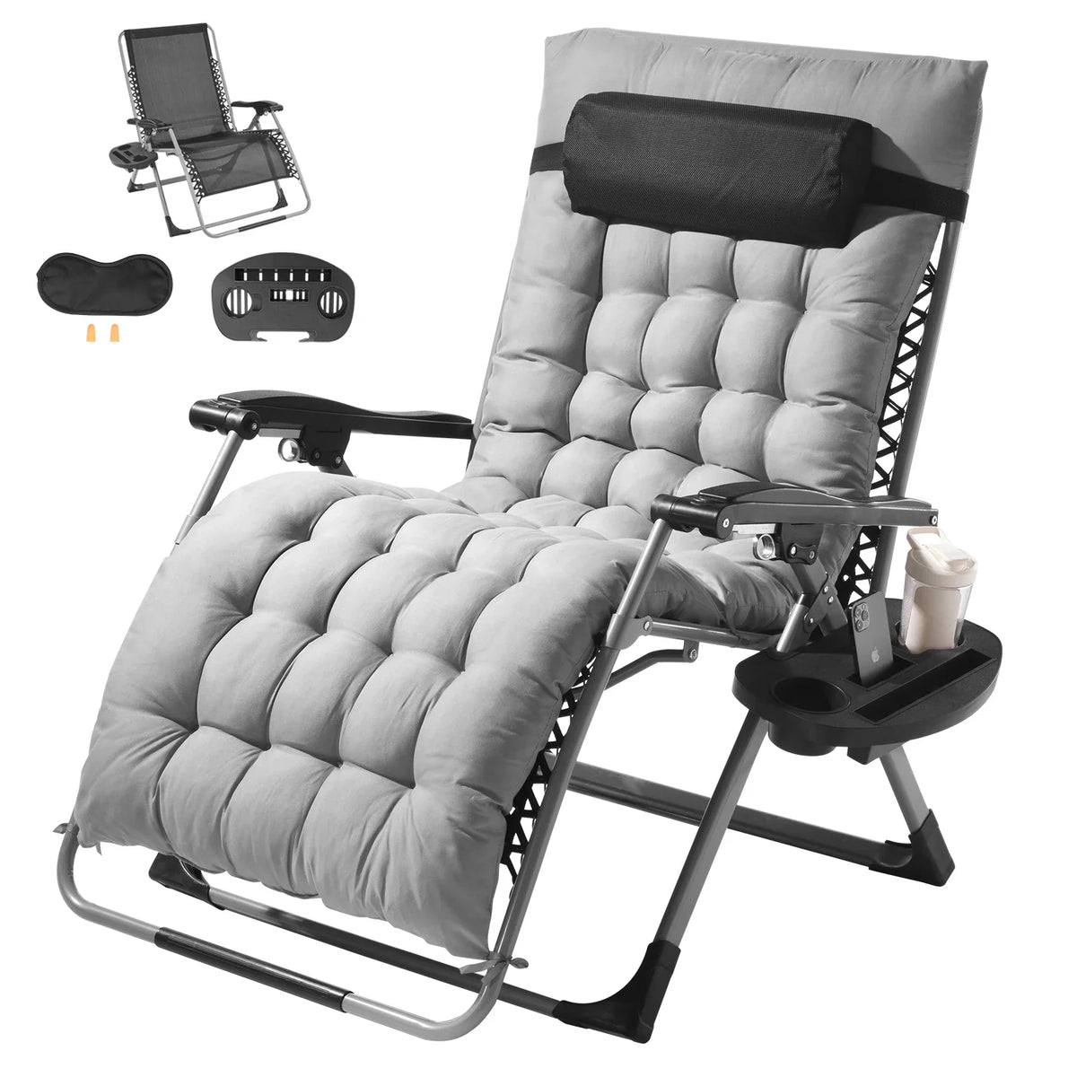 Heavy Duty Zero Gravity Lounge Chair with Cushion for Outdoor Patio