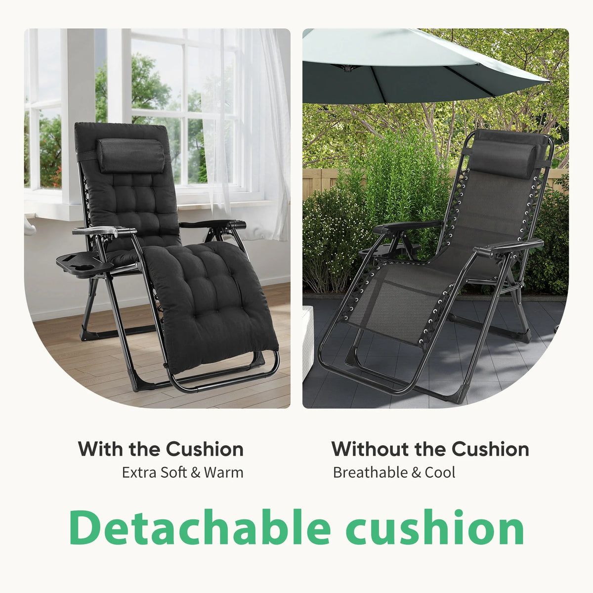 Zero Gravity Recliner Folding Patio Chair for Camping & Garden