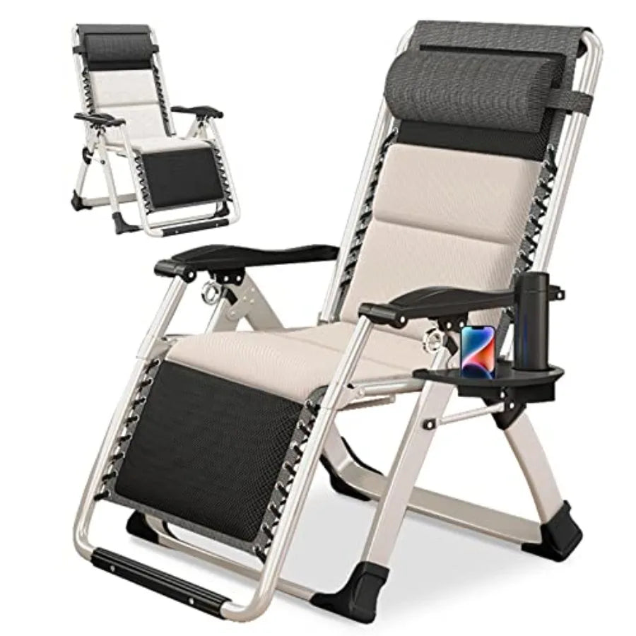 Padded Zero Gravity Recliner - Folding Outdoor Patio Lounge Chair