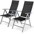2-Pack Aluminum Folding Patio Chairs - Adjustable High Back Lawn Set