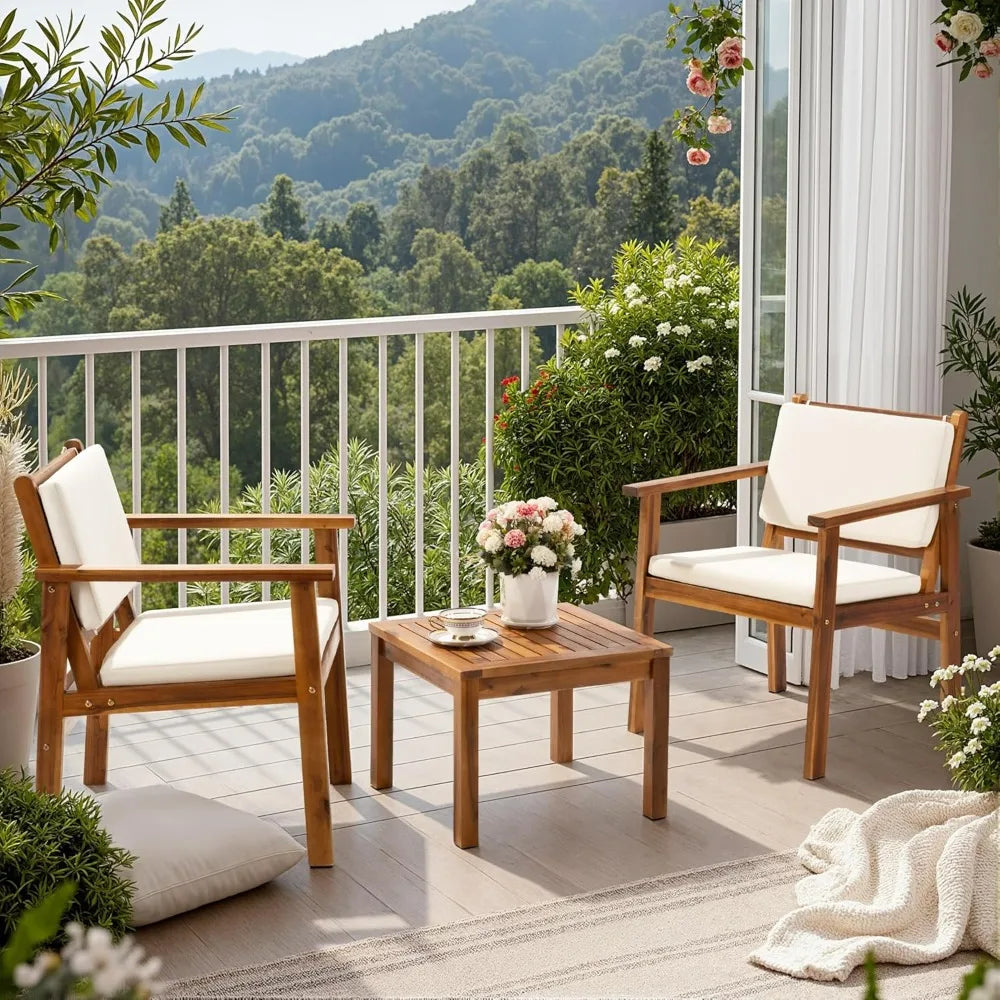 Acacia Wood Patio Conversation Set - 3/4 Piece Outdoor Furniture