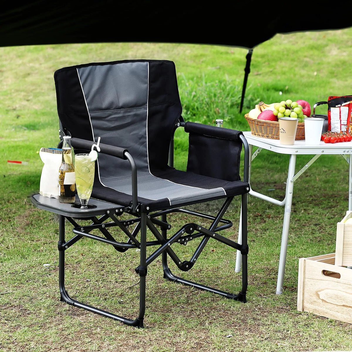 Oversized Heavy Duty Director Chair - Portable Camping & Fishing Seat