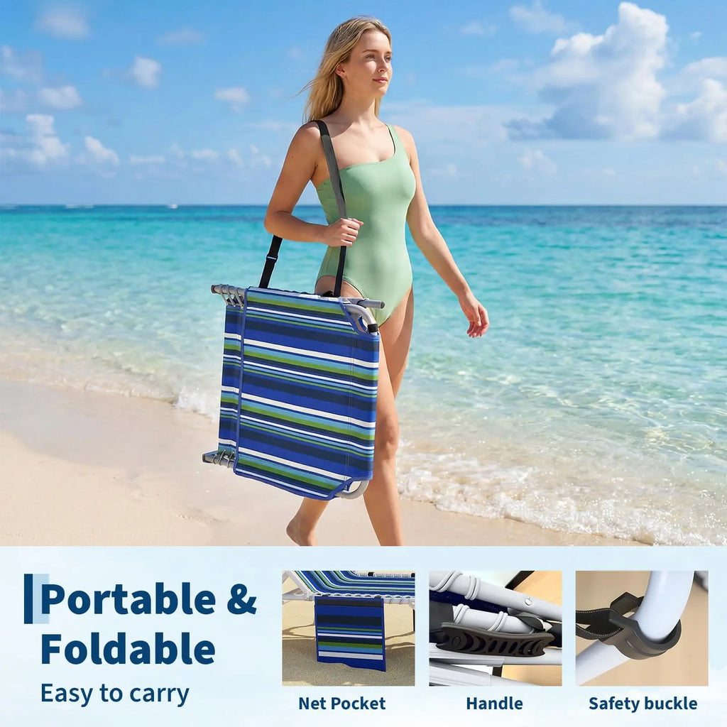 Folding Tanning Chair with Face Hole & Table - Beach Lounge Chair