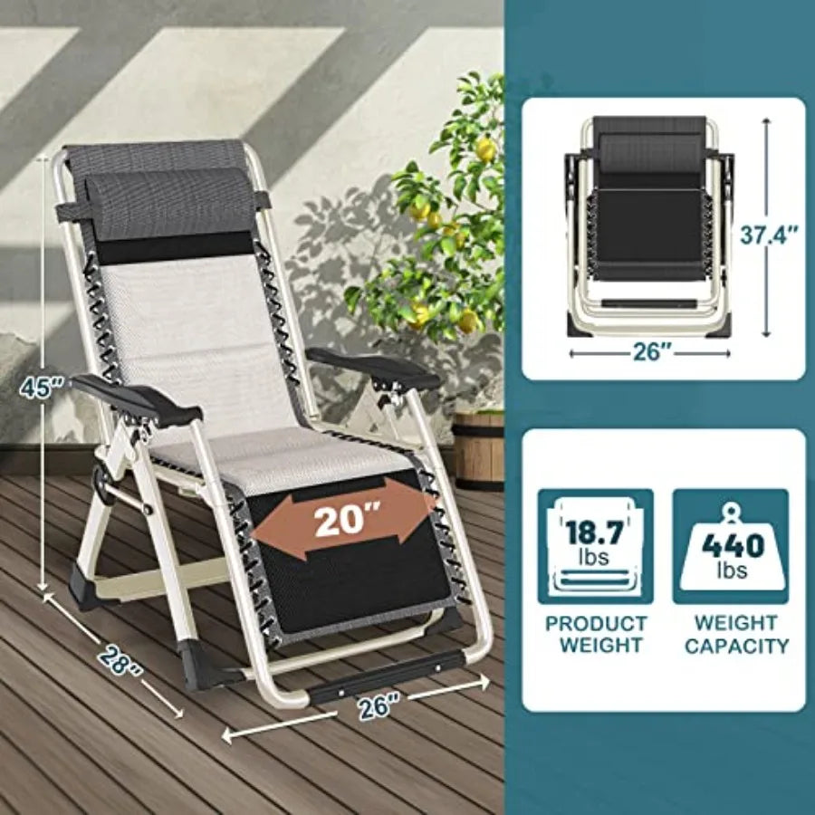 Padded Zero Gravity Recliner - Folding Outdoor Patio Lounge Chair