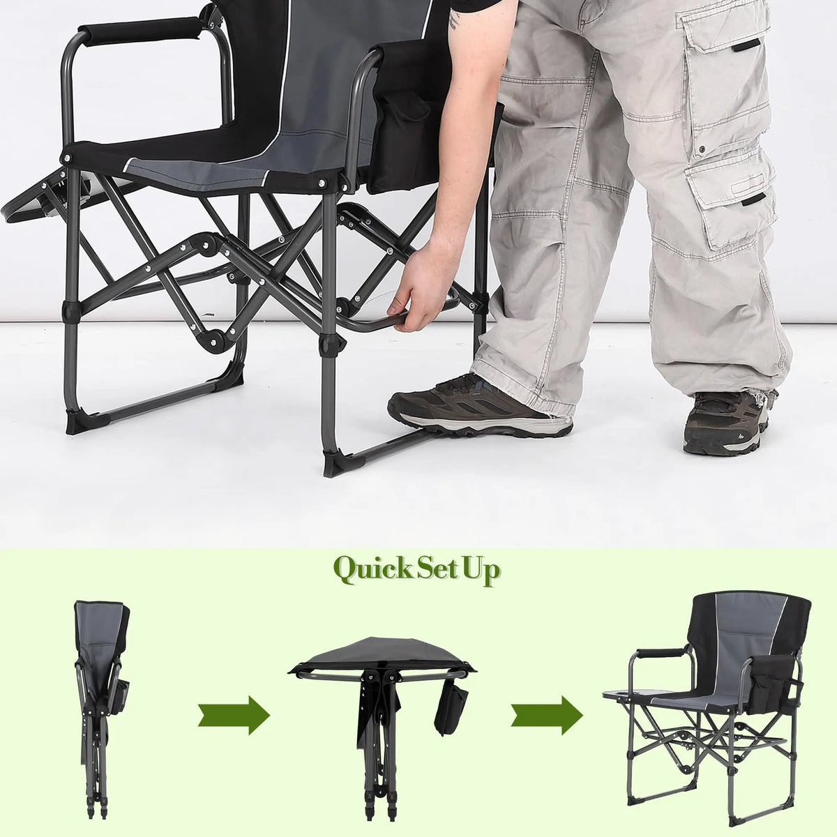 Oversized Heavy Duty Director Chair - Portable Camping & Fishing Seat