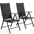 Set of 2 Aluminum Folding Garden Chairs - Adjustable Outdoor Lounge
