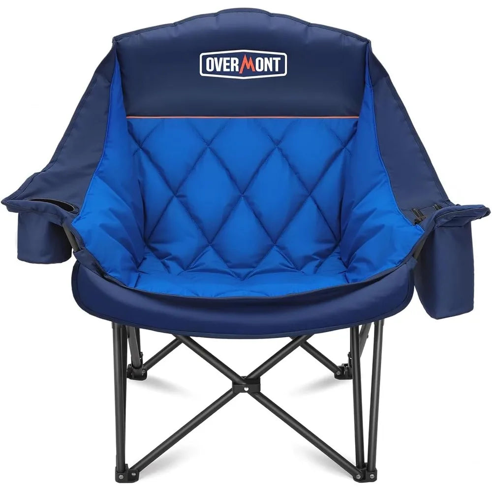 Oversized Heavy-Duty Camping Chair - Padded Folding Chair for Adults