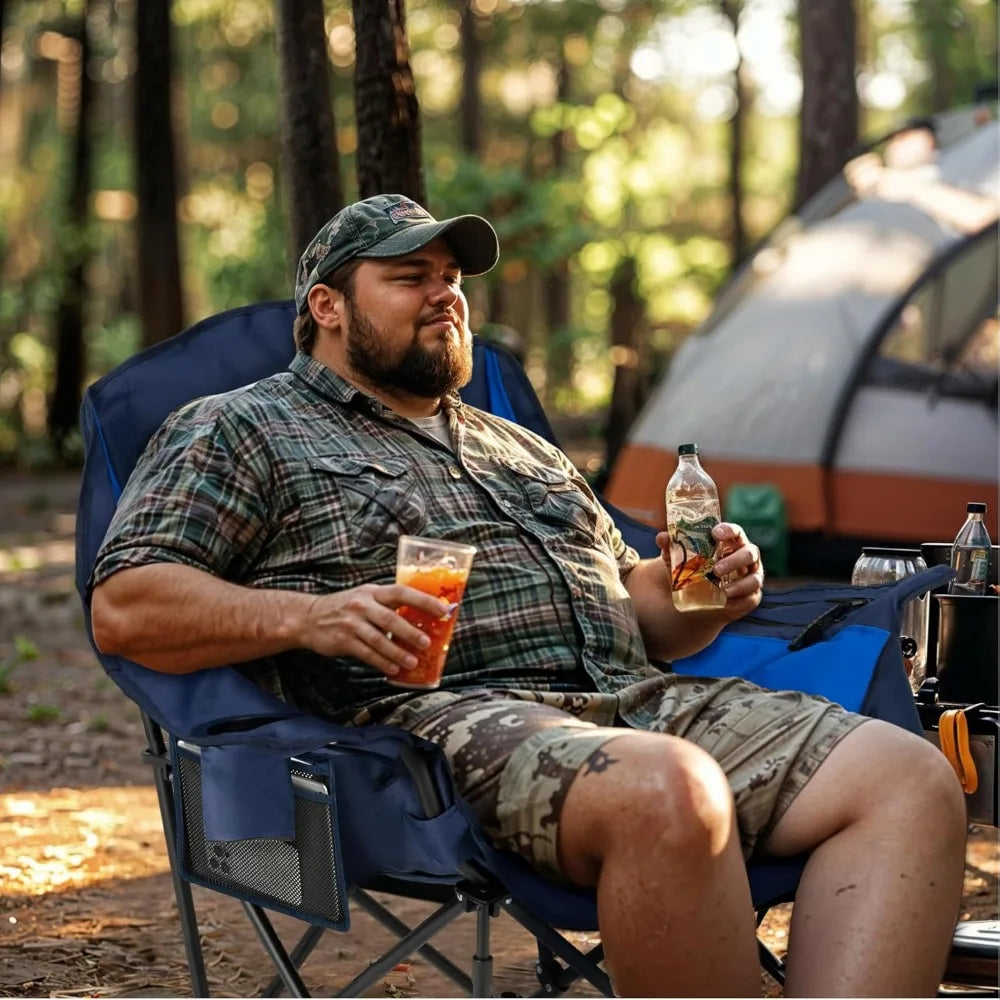 Oversized Heavy-Duty Camping Chair - Padded Folding Chair for Adults