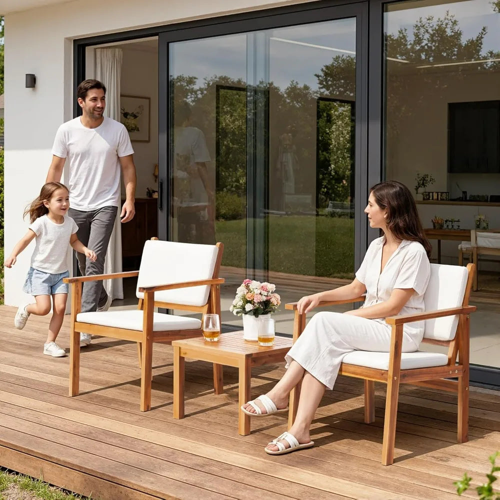 Acacia Wood Patio Conversation Set - 3/4 Piece Outdoor Furniture