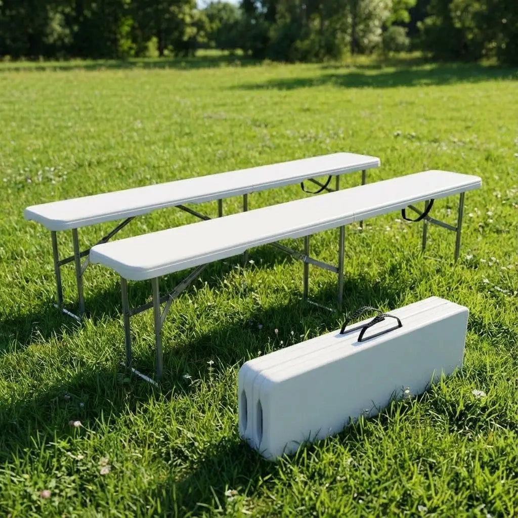 6ft Folding Bench 2-Pack - Portable HDPE Outdoor Picnic Seating