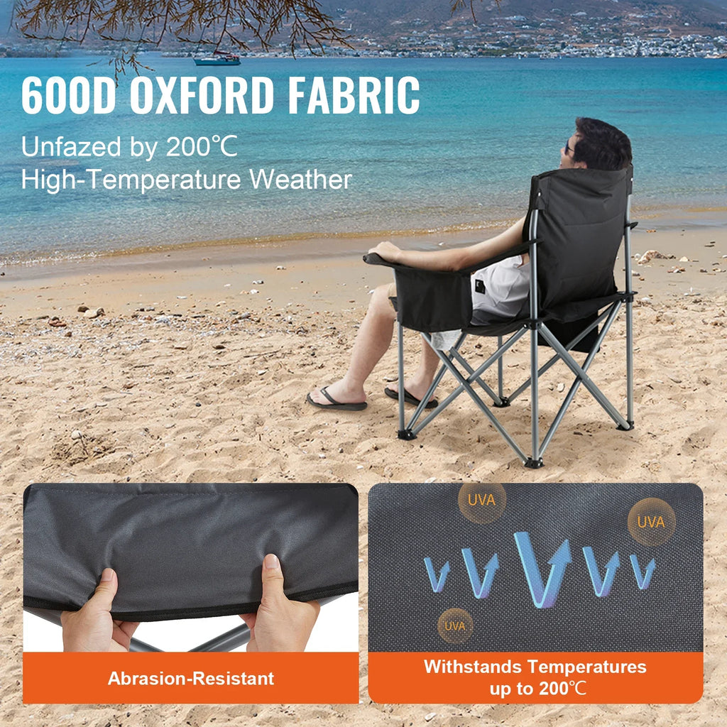 Heavy Duty Outdoor Folding Camping Chair - 350lbs Capacity - Portable