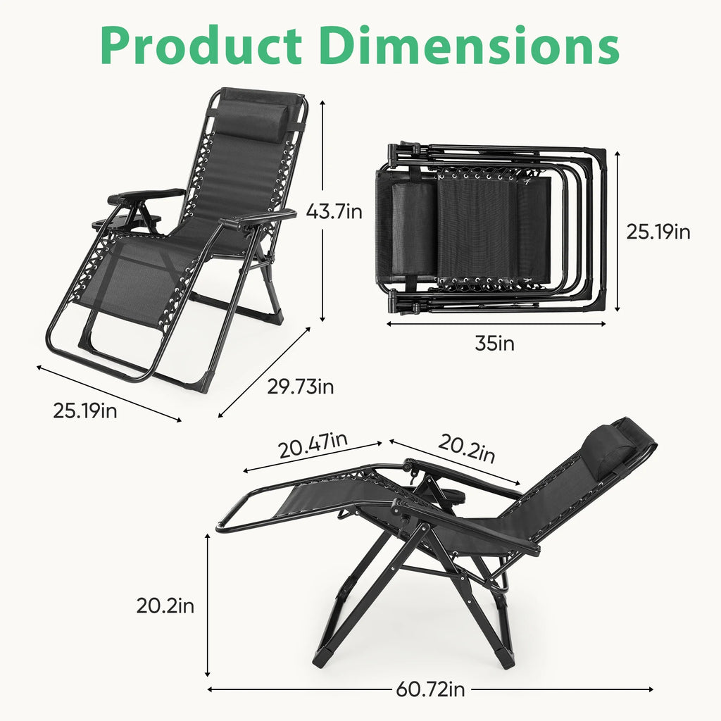 Zero Gravity Recliner Folding Patio Chair for Camping & Garden