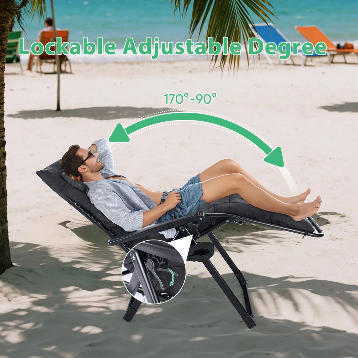 Zero Gravity Recliner Folding Patio Chair for Camping & Garden