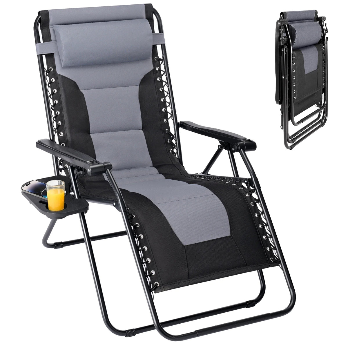 Oversized Zero Gravity Padded Lounge Chair for Patio & Outdoors