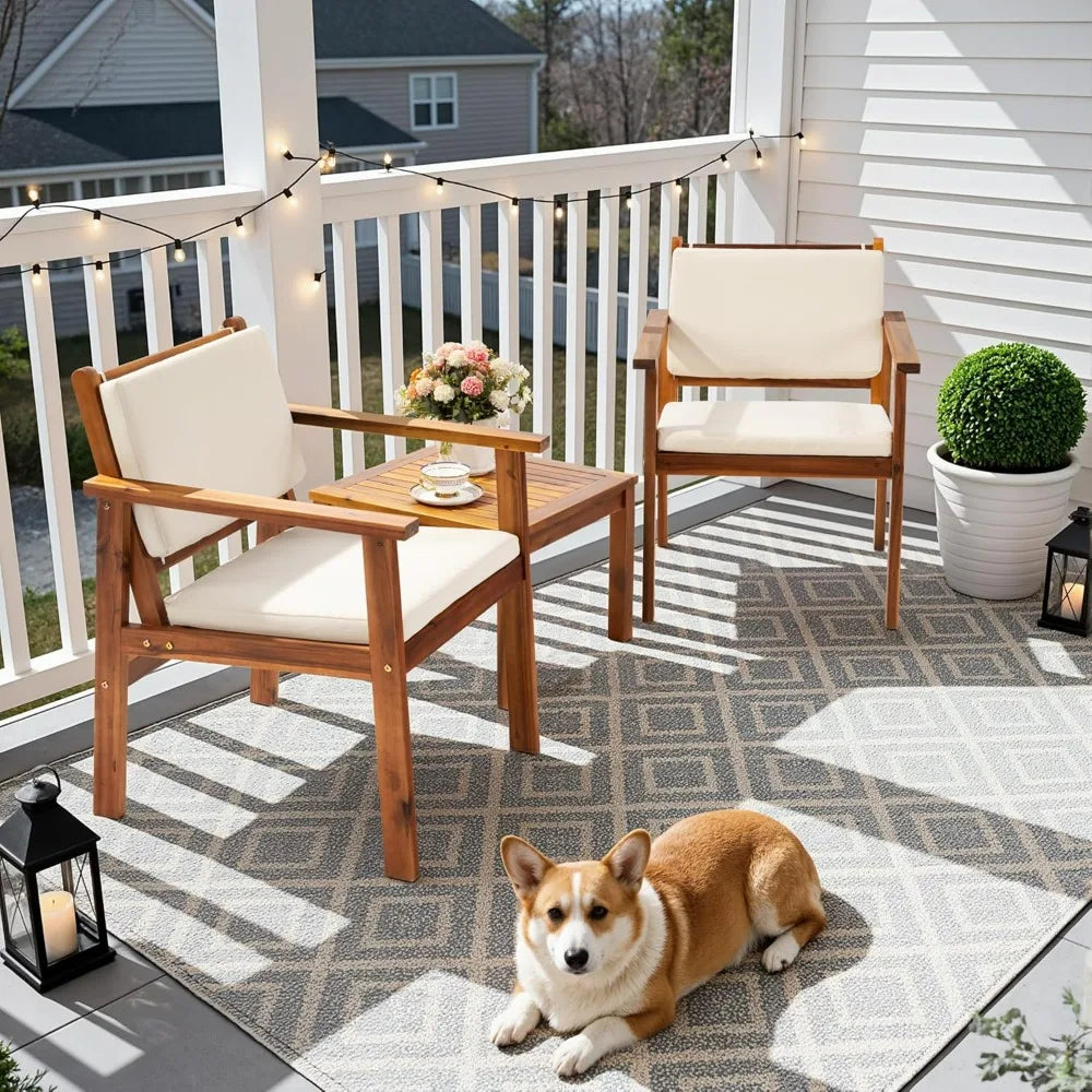 Acacia Wood Patio Conversation Set - 3/4 Piece Outdoor Furniture