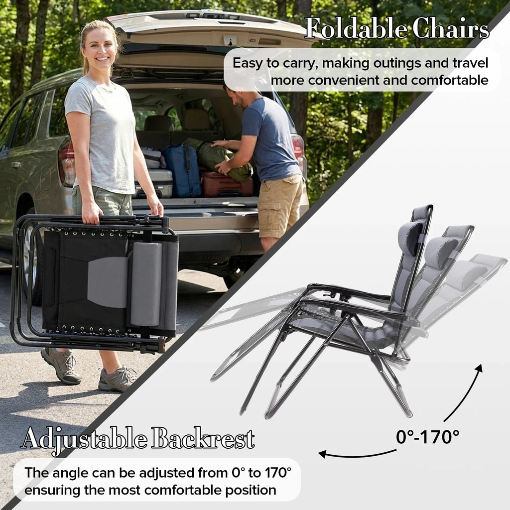 Oversized Zero Gravity Padded Lounge Chair for Patio & Outdoors