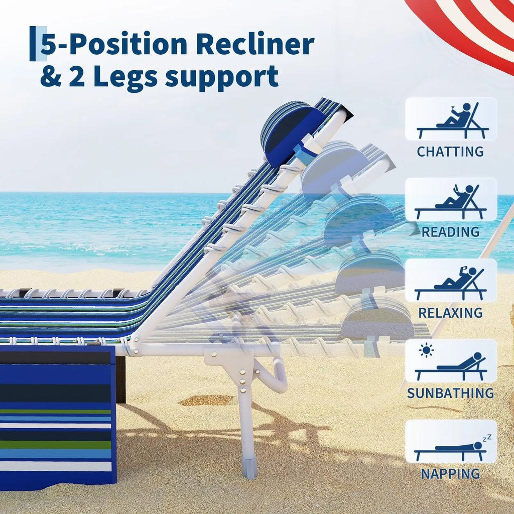 Folding Tanning Chair with Face Hole & Table - Beach Lounge Chair