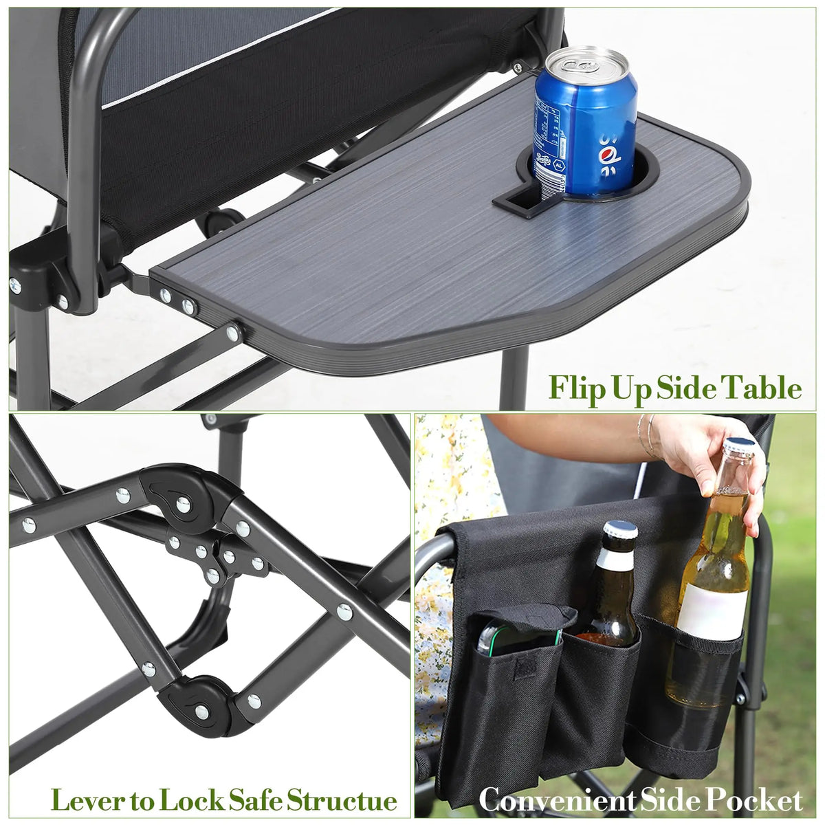 Oversized Heavy Duty Director Chair - Portable Camping & Fishing Seat