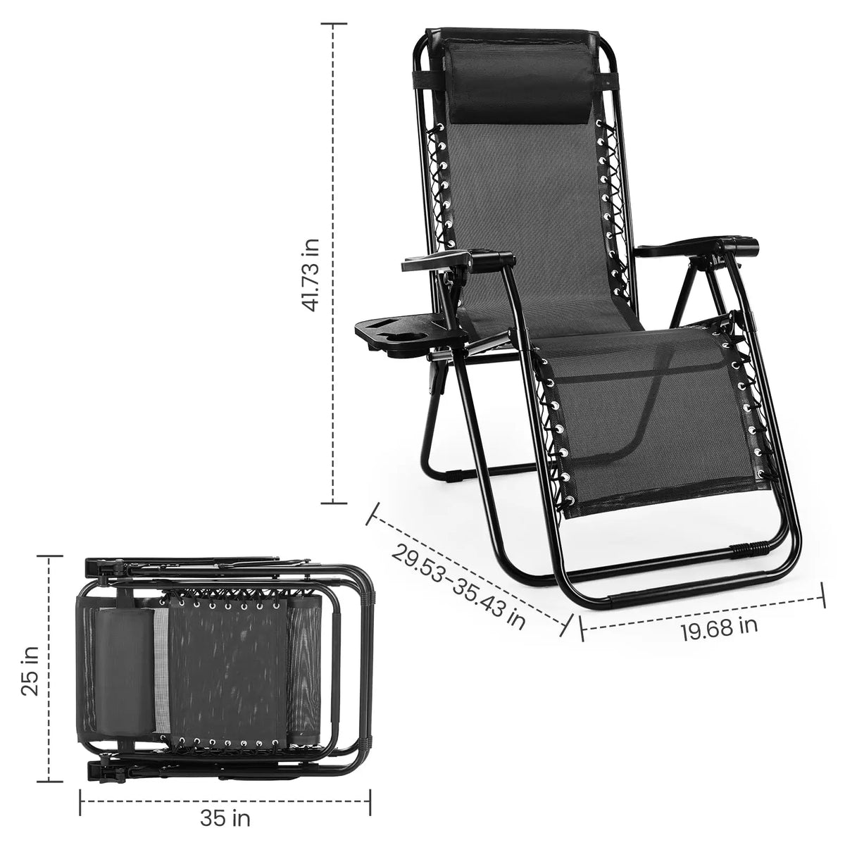 Zero Gravity Recliner Portable Textilene Chair for Patio & Camping