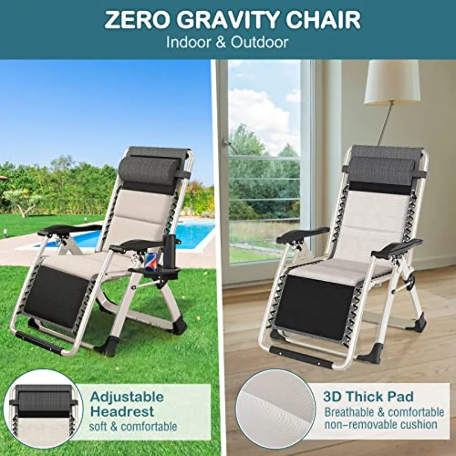 Padded Zero Gravity Recliner - Folding Outdoor Patio Lounge Chair