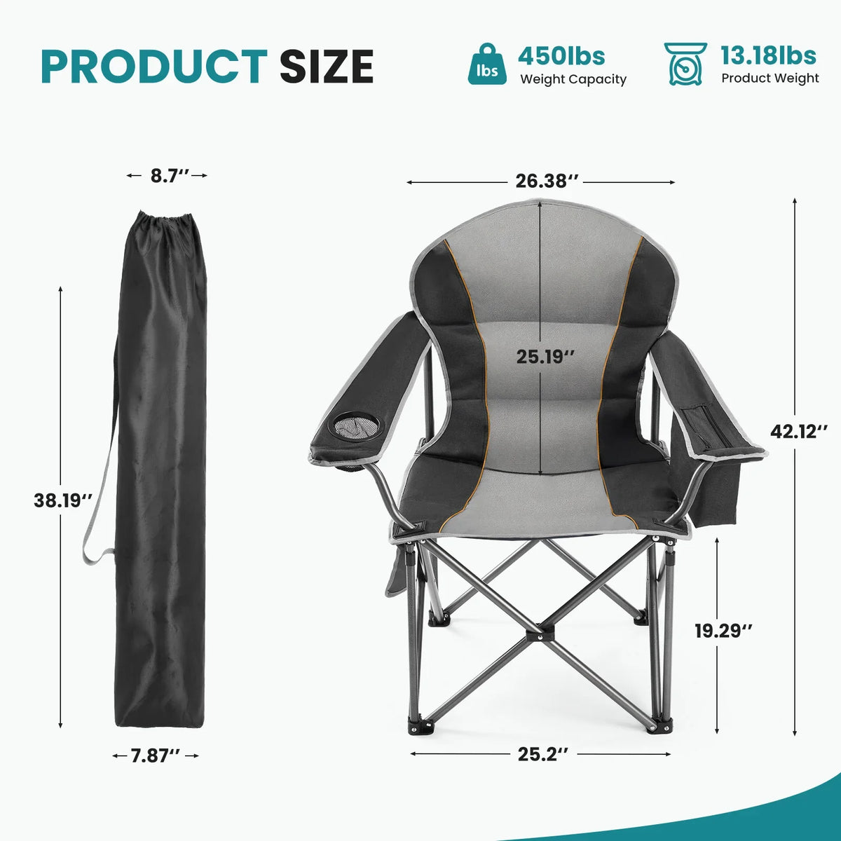 Heavy Duty Camping Chair Padded Steel Frame for Outdoor Adventure