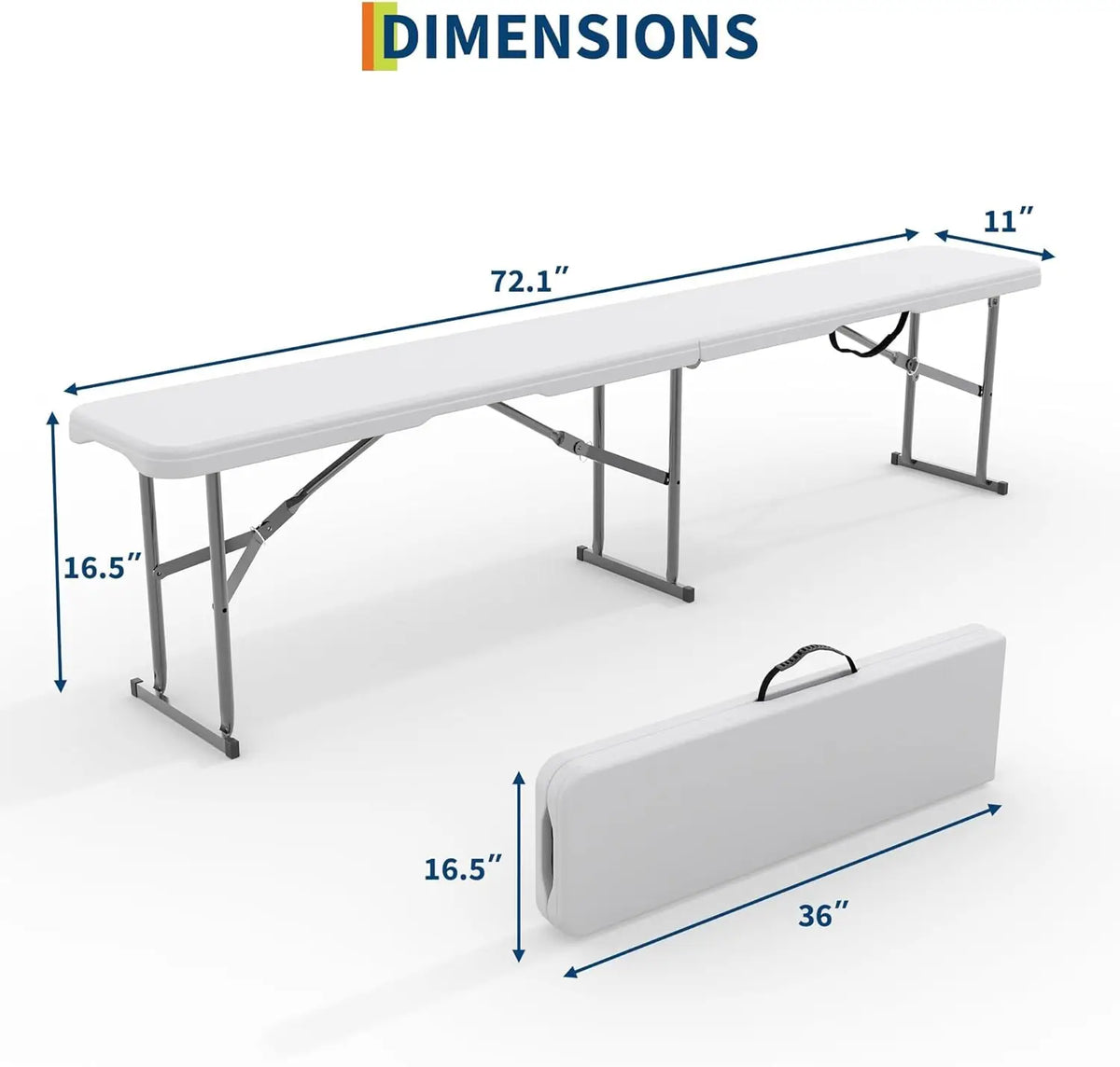 6ft Folding Bench 2-Pack - Portable HDPE Outdoor Picnic Seating