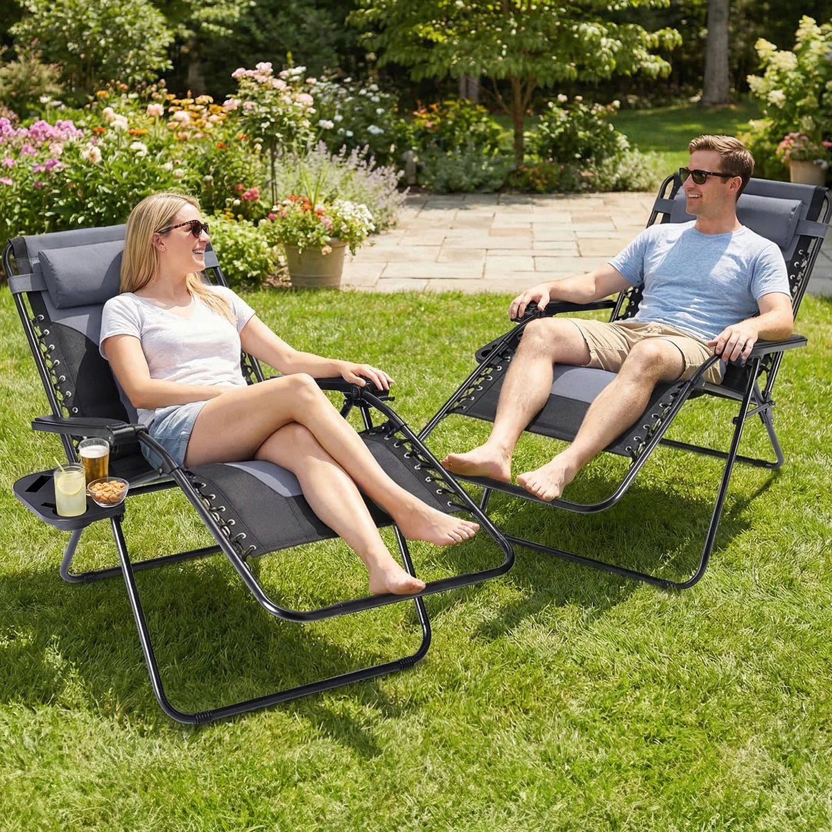 Oversized Zero Gravity Padded Lounge Chair for Patio & Outdoors